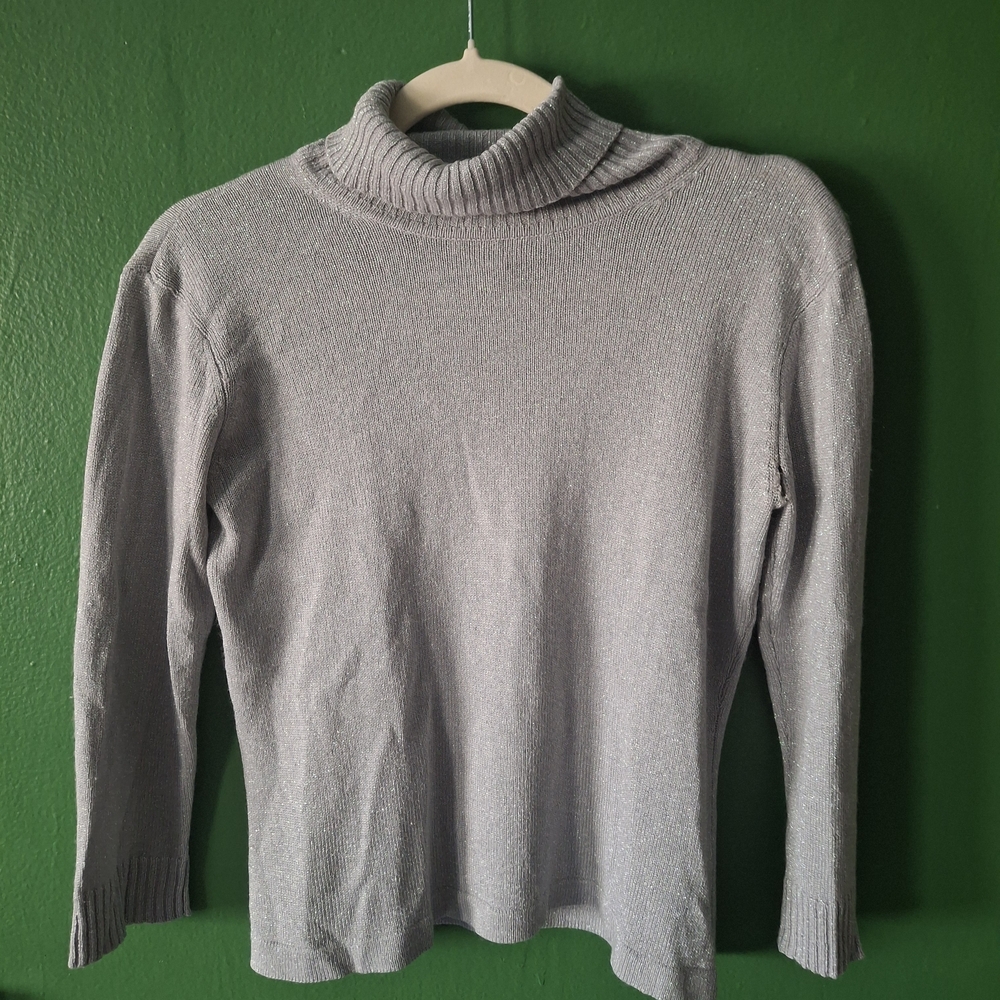 Talbots Silver Sparkly Sweater Sz S